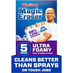 Mr. Clean Magic Eraser Ultra Foamy Multi Purpose Cleaner, Foaming Magic Eraser Sponge Multi Surface Cleaner, 5ct