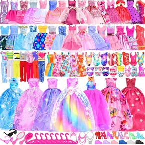 150 Pack Doll Closet Wardrobe Set Contain 19 Pack Complete Clothes and 131 Pieces Doll Accessories - Wardrobe, Shoes, Necklace, Bags and More for 11.5 Inch Doll