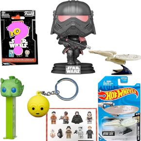 Star Trek Sonic Enterprise مجمعة مع فريق Cool Team Crew NCC + Star Wars Trooper Fig & Retro Greedo & Droid Hanger C3po & Movie Blind Bag 5 stems
