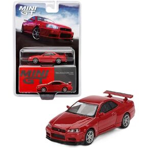Diecast Model Car متوافقة مع Mini GT 1:64 Nissan Skyline GT-R (R34) V-Spec Active Red Limited Edition Mgt00796