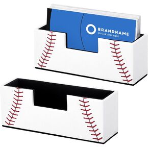 2 PCS PU Leather Baseball Business Card Proger For Card Card Display Stand Square Desktop Organizer Vintage White Office حامل كلاسيكي للشركاء