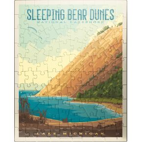 MyPuzzle Sleeping Bear Dunes National Lakeshore, Vintage Poster - Premium 500 Piece Jigsaw Puzzle for Adults