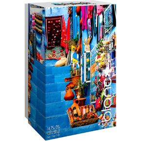 ألعاب Buffalo - Delafuente - Blue City of Morocco - لغز Jigsaw كبير للبالغين - اللغز الذي يثقل بالتحديات المثالي لليالي اللعبة - الحجم النهائي هو 21.25 × 15.00