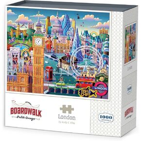 Boardwalk Buzzles London ، 1000 قطعة بانوراما للألغام للبالغين ، مصنوعة في الولايات المتحدة الأمريكية
