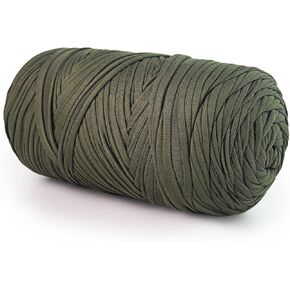 400G تي شيرت خيوط خيوط الكروشيه لأكياس الكروشيه المبتدئين/السلة/السفينة ، نسيج البوليستر السميك المرن العالي (الكاكي)