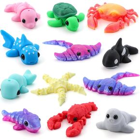 Joyin 12 PCS مجموعة حيوانات حيوانات ميني أوشن ، ألعاب حيوانية لطيفة ثلاثية الأبعاد لصالح الحفلات تململ تململ هدايا عيد ميلاد مرنة على سطح المكتب سطح المكتب