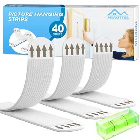 Heavy Duty Large Picture Hanging Strips, 20-Pairs (40 Packs) Velcro Adhesive Picture Hangers, No Damage Wall Hanger Without Nail, Poster Hanger Strips, Picture Hanging Hooks for Wall Decoration