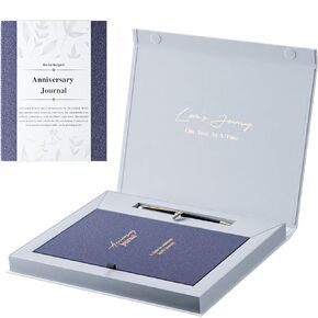 BECTA DESIGN Wedding Anniversary Journal With Display Box & Engraved Pen - The Perfect engagement gifts for couples - Marriage Memory Book - Unique Wedding Gifts for Couple Or Bridal Shower Gifts