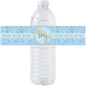 It's a Boy Water Bottle Stickers, 36 Pack, Waterproof, Paper, Art Deco, Cartoon, Irregular Shape, for Baby Shower Party Decoration