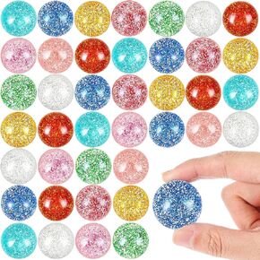Jenaai 50 Pcs Glitter Bouncy Balls for Kids, 32 mm/1.26 Inches Assorted Bouncy Balls Bulk Colorful Bouncing Balls Rubber Jumbo Balls Party Favors for Carnival Prizes Goodie Gift Bag Birthday Party