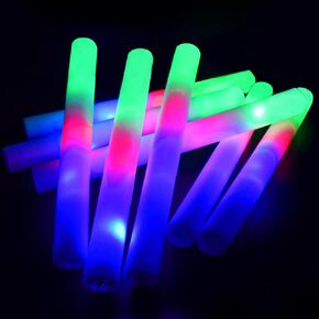 100 حزمة LED LED UP FOAM العصي مع 3 أوضاع ، توهج في لوازم الحفلات المظلمة لعيد الميلاد ، الزفاف ، عيد الميلاد ، عيد الهالوين ، الهزائم ، الحفل الموسيقي