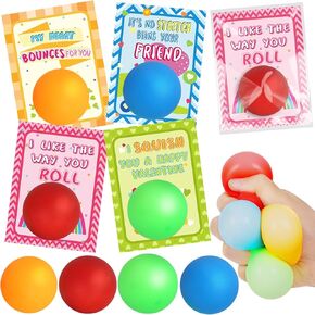 Wememorn Valentines Day Gifts for Kids ، 32 Pack Valentine Cards for Kids With Round Ball Stretgy Sevensy Toys ، Warting of Valentine Form
