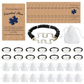 Employee Appreciation Gifts, 45Pcs=15Sets Thank You Gifts Bulk With Card for Staff Volunteer Housekeeping Coworker Teacher Small Pioneer Volunteer Customer Friendship Puzzle Bracelets Fun Idea for Men Women (Puzzle Black 15 Sets)