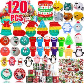 120 PCS عيد الميلاد حفلات حفلات للأطفال ، ألعاب Treasure Box ، حشو Pinata ، غودي أكياس ، ألعاب مربع جوائز للأطفال ، صدر الكنز ، حشوات التخزين للطلاب