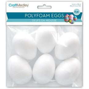 Craft Medley PE003 بيض polyfoam ، 2.48in × 1.85in ، 6/pk ، 2.48 "× 1.85"