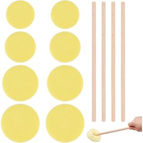 Olycraft 8pcs 4 أحجام الإسفنج الفخاري مع 4 مساءً عصي الخشب إسفنجة على عصا الفخار ، أدوات تقليص الفخار في الفخار للقرص الخزفي الطين تنظيف الفن واستخدام الأسرة المعيشية