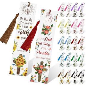 20 Pcs Bible Verses Bookmarks - Christian Gifts for Women with Tassel Motivational Cross Flower Bookmarks for Women Girls Book Lovers