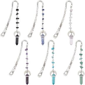Sunnyclue 6pcs Stone Workmarks Charm Book علامات سبيكة فضية عتيقة سبيكة عتيقة خمر الأحجار الكريمة الاصطناعية الطبيعية