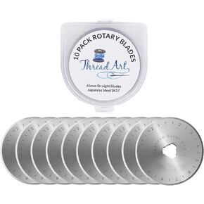 ThreadArt Rotary Cutter Set | طقم قطع نسيج 45 مم مع شفرة ، 11 "x17" حصيرة قطع ذاتية الشفاء ، 12 "x6" حاكم خياطة اللحف | للخياطة ، قطع الأقمشة ، صياغة الفن