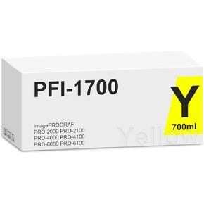 Compatible PFI-1700Y Ink Cartridge Yellow 700ml 0778C001AA (1-Pack) Replacement for Canon PFI-1700Y PFI-1700 Ink Tank for imagePROGRAF PRO-2000 PRO-4000 PRO-4000S PRO-6000S Printer, PFI-1700 Yellow