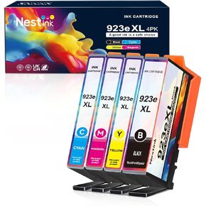 923e XL High Yield Ink Cartridges Combo Pack Replacement for HP 923 / 923e XL Ink Cartridges Work with for HP OfficeJet Pro 8120/8123/8130/8133 Printer a Set of (4 Pack BK/C/Y/M)