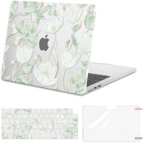 MOSISO Compatible with MacBook Air 13 inch Case 2025 2024 2023 2022 M4 A3240 M3 A3113 M2 A2681, Plastic Hard Shell&Keyboard Cover&Screen Protector for MacBook Air 13.6 inch Case, Fresh Gardenia