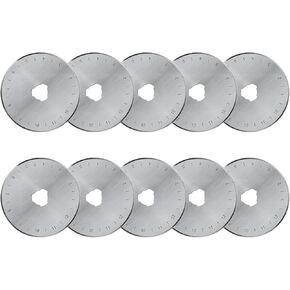 Vleant 45mm Fabric Cutter Wheel Rotary Cutter Blades- Pack of 10 SKS-7 Small Steel Replacement Blades - Scissors and Cutter Tool for Fabric and Crafts