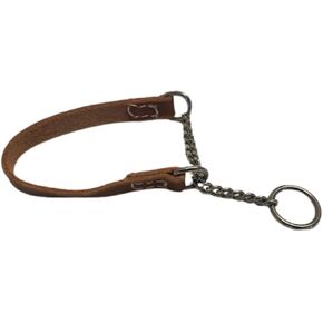 Joel Silverman - Alternative Training Collar - Gentle No-Pull Dog Collar - Leather & Chain Combo for Humane, Low-Neck Control - Trainer-Trusted Leather Dog Collar for All Breeds (Medium)