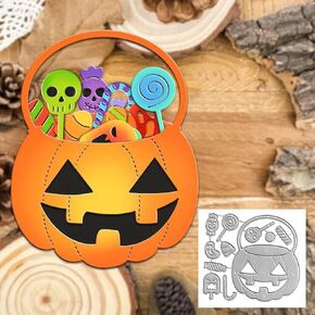 DDeehs Halloween Pumpkin Basket Metal Die Cuts,Happy Halloween Candy Ghost Cutting Dies Cut Stencils DIY Scrapbooking Decorative Embossing Paper Scrapbooking Card Making, silver, DDeehs-001