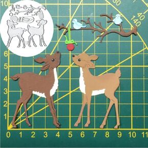 2Pcs Christmas Deers Metal Die Cuts, Christmas Deer Metal Cutting Dies Cut Stencils Card Paper Craft DIY Template Metal Cutting Dies Album Embossing Paper Dies for Card Making Scrapbooking
