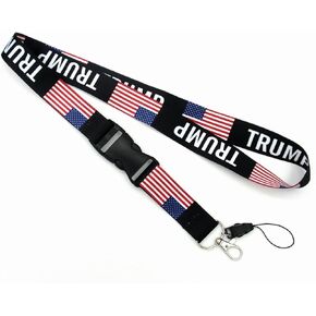 Pinstant Trump President Presidential Campaign 2024 US Flag America Donald Detachable 20.3" Neck Lanyard Keychain Holder ID Badge Mobile Phone Pin Strap