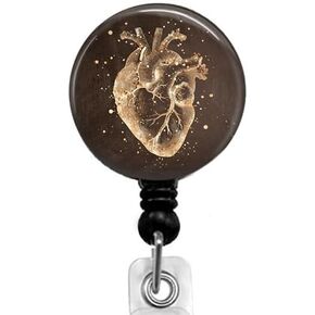Badge Reel,Retractable Name Card Badge Holder with Alligator Clip, Medical MD RN Nurse Badge ID, Badge Holder, Office Employee Name Badge (Golden Heart)