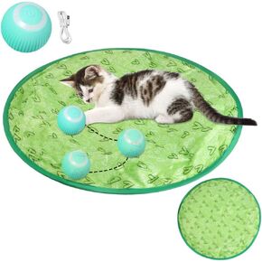 Dongker Smart Interactive Cat Toy Ball مع حصيرة لعب Cat ، كرات قطة متداخلة إلكترونية مخفية للقطط الداخلية القطط.