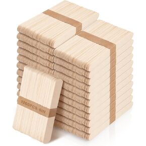 1200 Pieces Jumbo Wooden Craft Sticks, 6 Inch Multi-Purpose Wood Popsicle Craft Sticks Ice Cream Sticks, Small Ice Pop Sticks for Waxing, Stirring, Craft Project, Tongue Depressor, Plant Labels