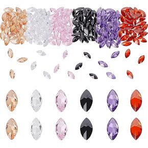 PH Pandahall 180pcs Zirconia Zirconia Stone مدببة الظهر راينستون 6 ألوان Faceted Rhinestone حصان العين على شكل 6 × 3 × 2 ملم الأحجار الكريهون من أجل ملابس الأزياء ملابس DIY المجوهرات صنع المجوهرات