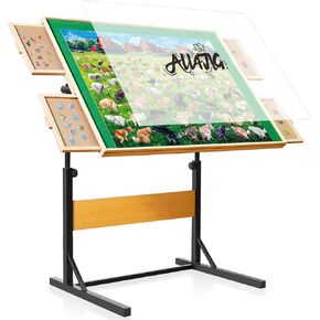 ALL4JIG Adjustable Wooden Jigsaw Puzzle Table with Wheels, Fits 500-2000 Piece Puzzles (Puzzle Board Not Included)