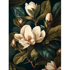 YEEIFFD Classic White Magnolia Flower Beautiful Diamond Painting Kits for Adults, 5D DIY Round Full Drill Cross Stitch Crystal Rhinestone Embroidery Paintings Arts Crafts 12x16inch