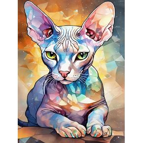 UPABLUNSO Sphinx Cat Diamond Painting Kits Embroidery Animal Portrait Art 5D Full Diamond Paste Craft for Family Interactive Wall Decor Cafe Decor or Gifts for Friends 16x12inch
