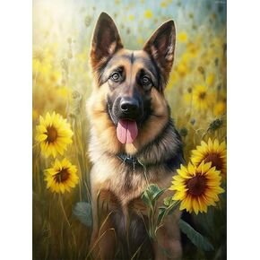 kayeiuu german shepherd dog diamond painting ، حيوان لطيف DIY مجموعة فن الماس للمبتدئين اللوحة الماس الملونة للفنون للديكور المنزلي 12x16 بوصة