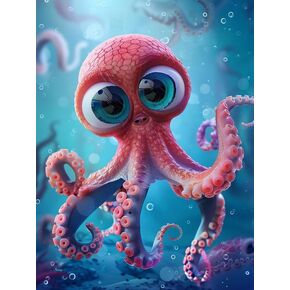 Zariocy 5d Diamond Art Painting Kits Octopus ، Diy Paint with Art Art Animal Round Full Drill Crystal Diamond Planshs Arts for Home Office Wall Decor
