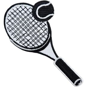 3.5" Embroidered Tennis Racket Iron On Patch | Decorative Sports Tennis Racket Ball Applique Iron On/Sew On Patches for Clothing, Hats, Clothes, Backpacks, Holes, Jackets