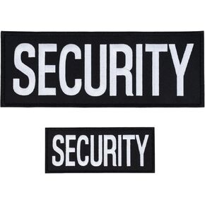 Security Officer Vest Patches Chest Back Hook & Loop for Cosplay Costume Uniforms Jacket Outer Carrier Backpack Game Props (Reflective Security(BK+WH))