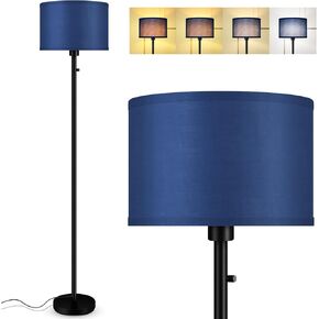 Floor Lamps for Living Room, Stepless Dimmable Standing Lamp, Modern Floor Lamp with Rotary Switch, Beige Linen Shade, 9W Led Bulb Included(1000LM,2700K), Tall Lamp for Bedroom, Office, Farmhouse