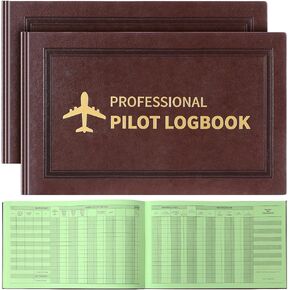 2 Pack Professional Pilot Logbook 128 Sheets Leather Leather Getlcover Glaring Flight Log Journal Record Record Higds Aviation Gifts and Gear