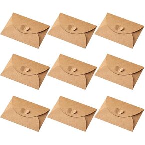 30 Pcs Mini Kraft Paper Envelopes with Heart Clasp Gift Card Envelopes Sleeves Credit Card Size Envelopes Business Card Envelopes Small Greeting Card Envelopes Wedding Invitation Envelopes Sleeves