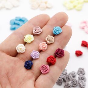 1cm / 0.39" Premium Very Tiny Satin Ribbon Rose Flowers, Mini Rose Flowers, Perfect for Doll Dress, Floral Decor, Craft Supplies (10 PCS)