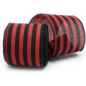 Red and Black Polka Dot Wired Ribbon, Georgia Ribbon, Black and Red Wired Edge for Wreath, Bows, Gifts, Home Decor, 2.5"x10Yds
