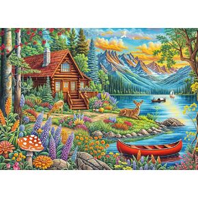 HUADADA 1000 Piece Puzzles for Adults -Alpine Serenity Sunday Vacation - Beautiful Lake Jigsaw Puzzle - Jigsaw Puzzles for Adults and Kids 1000 Piece Educational Games Colorful Puzzles