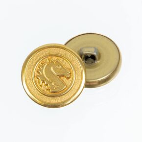 Mibo Buttons & Accessories 12pcs Metal Shank Button 30L(19mm) with Horse Head Crest Style Design - Gold