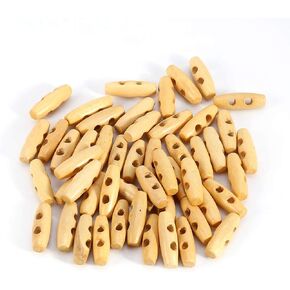 Wooden Toggle Buttons, 50pcs/Lot Horn Toggle Sewing 2 Holes Coat Duffle Retro Crafting Horn Olive Shape Knitting Accessory for Sweaters Jacket 3 cm Length